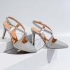 imageTrary Black Silver Gold Heels for Women Pointed Toe Stiletto Heels Sandals Slingback Crisscross Strap 37 Inches Adjustable Buckle Womens Pumps Fashion Comfortable Dress Shoes Party Prom WeddingGlittersilver