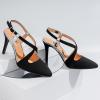 imageTrary Black Silver Gold Heels for Women Pointed Toe Stiletto Heels Sandals Slingback Crisscross Strap 37 Inches Adjustable Buckle Womens Pumps Fashion Comfortable Dress Shoes Party Prom WeddingBlack
