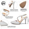 imageTrary Black Silver Gold Heels for Women Pointed Toe Stiletto Heels Sandals Slingback Crisscross Strap 37 Inches Adjustable Buckle Womens Pumps Fashion Comfortable Dress Shoes Party Prom WeddingGlittersilver