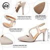 imageTrary Black Silver Gold Heels for Women Pointed Toe Stiletto Heels Sandals Slingback Crisscross Strap 37 Inches Adjustable Buckle Womens Pumps Fashion Comfortable Dress Shoes Party Prom WeddingGlittergold