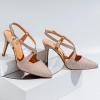 imageTrary Black Silver Gold Heels for Women Pointed Toe Stiletto Heels Sandals Slingback Crisscross Strap 37 Inches Adjustable Buckle Womens Pumps Fashion Comfortable Dress Shoes Party Prom WeddingGlittergold