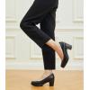 imageTrary Womens Chunky Low Block Heels Slip on PumpsComfortable Classic Closed Round Toe Work Dress Wedding Office Lady Pumps ShoesBlack