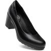 imageTrary Womens Chunky Low Block Heels Slip on PumpsComfortable Classic Closed Round Toe Work Dress Wedding Office Lady Pumps ShoesBlack