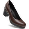 imageTrary Womens Chunky Low Block Heels Slip on PumpsComfortable Classic Closed Round Toe Work Dress Wedding Office Lady Pumps ShoesDark Brown