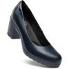 imageTrary Womens Chunky Low Block Heels Slip on PumpsComfortable Classic Closed Round Toe Work Dress Wedding Office Lady Pumps ShoesNavy Blue