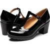 imageTrary Womens Pumps Classic TStrap Round Toe Mary Jane Shoes for Women Comfortable Low Chunky Block Heels Oxfords Dress Work Pumps Shoes for WomenBlack Pat