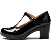 imageTrary Womens Pumps Classic TStrap Round Toe Mary Jane Shoes for Women Comfortable Low Chunky Block Heels Oxfords Dress Work Pumps Shoes for WomenBlack Pat