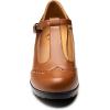imageTrary Womens Pumps Classic TStrap Round Toe Mary Jane Shoes for Women Comfortable Low Chunky Block Heels Oxfords Dress Work Pumps Shoes for WomenBrown Pu