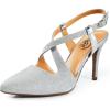 imageTrary Black Silver Gold Heels for Women Pointed Toe Stiletto Heels Sandals Slingback Crisscross Strap 37 Inches Adjustable Buckle Womens Pumps Fashion Comfortable Dress Shoes Party Prom WeddingGlittersilver
