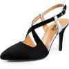 imageTrary Black Silver Gold Heels for Women Pointed Toe Stiletto Heels Sandals Slingback Crisscross Strap 37 Inches Adjustable Buckle Womens Pumps Fashion Comfortable Dress Shoes Party Prom WeddingBlack