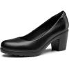 imageTrary Womens Chunky Low Block Heels Slip on PumpsComfortable Classic Closed Round Toe Work Dress Wedding Office Lady Pumps ShoesBlack