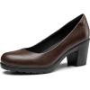 imageTrary Womens Chunky Low Block Heels Slip on PumpsComfortable Classic Closed Round Toe Work Dress Wedding Office Lady Pumps ShoesDark Brown
