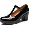 imageTrary Womens Pumps Classic TStrap Round Toe Mary Jane Shoes for Women Comfortable Low Chunky Block Heels Oxfords Dress Work Pumps Shoes for WomenBlack Pat