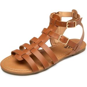 imageTrary Womens Sandals Gladiator Sandals for Women Wide Width Sandals for Women Strappy Sandals Flat Sandals for Women Trendy Sandals Women Dressy Summer Flat Comfortable Sandals WomenBrown