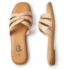 imageTrary Womens Flat Sandals Open Square Toe Slip on Slippers Casual Dressy Comfortable Soft Leather Summer Fashion Slide Sandals for Women Vacation Beach PartyNude