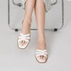 imageTrary Womens Flat Sandals Open Square Toe Slip on Slippers Casual Dressy Comfortable Soft Leather Summer Fashion Slide Sandals for Women Vacation Beach PartyWhite