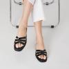 imageTrary Womens Flat Sandals Open Square Toe Slip on Slippers Casual Dressy Comfortable Soft Leather Summer Fashion Slide Sandals for Women Vacation Beach PartyBlack