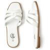 imageTrary Womens Flat Sandals Open Square Toe Slip on Slippers Casual Dressy Comfortable Soft Leather Summer Fashion Slide Sandals for Women Vacation Beach PartyWhite