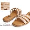 imageTrary Womens Flat Sandals Open Square Toe Slip on Slippers Casual Dressy Comfortable Soft Leather Summer Fashion Slide Sandals for Women Vacation Beach PartyNude