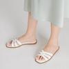imageTrary Womens Flat Sandals Open Square Toe Slip on Slippers Casual Dressy Comfortable Soft Leather Summer Fashion Slide Sandals for Women Vacation Beach PartyWhite