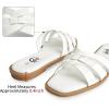 imageTrary Womens Flat Sandals Open Square Toe Slip on Slippers Casual Dressy Comfortable Soft Leather Summer Fashion Slide Sandals for Women Vacation Beach PartyWhite