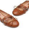 imageTrary Womens Mary Jane Shoes Memory Foam Ballet Flats BlackBrown