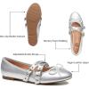 imageTrary Womens Mary Jane Shoes Memory Foam Ballet Flats BlackSilver