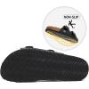 imageTrary Womens Sandals Cork Footbed Slide Sandals Comfortable Slip On Slides Summer Beach Flip Flops with Adjustable Buckle Casual Flat SandalsBlack