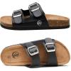 imageTrary Womens Sandals Cork Footbed Slide Sandals Comfortable Slip On Slides Summer Beach Flip Flops with Adjustable Buckle Casual Flat SandalsBlack