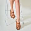 imageTrary Womens Sandals Cork Footbed Slide Sandals Comfortable Slip On Slides Summer Beach Flip Flops with Adjustable Buckle Casual Flat SandalsBrown