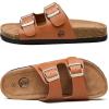 imageTrary Womens Sandals Cork Footbed Slide Sandals Comfortable Slip On Slides Summer Beach Flip Flops with Adjustable Buckle Casual Flat SandalsBrown