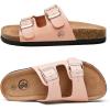 imageTrary Womens Sandals Cork Footbed Slide Sandals Comfortable Slip On Slides Summer Beach Flip Flops with Adjustable Buckle Casual Flat SandalsNudepink