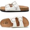 imageTrary Womens Sandals Cork Footbed Slide Sandals Comfortable Slip On Slides Summer Beach Flip Flops with Adjustable Buckle Casual Flat SandalsWhite