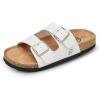 imageTrary Womens Sandals Cork Footbed Slide Sandals Comfortable Slip On Slides Summer Beach Flip Flops with Adjustable Buckle Casual Flat SandalsWhite