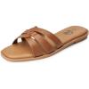 imageTrary Womens Flat Sandals Open Square Toe Slip on Slippers Casual Dressy Comfortable Soft Leather Summer Fashion Slide Sandals for Women Vacation Beach PartyBrown