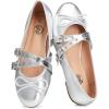 imageTrary Womens Mary Jane Shoes Memory Foam Ballet Flats BlackSilver