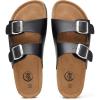 imageTrary Womens Sandals Cork Footbed Slide Sandals Comfortable Slip On Slides Summer Beach Flip Flops with Adjustable Buckle Casual Flat SandalsBlack