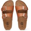 imageTrary Womens Sandals Cork Footbed Slide Sandals Comfortable Slip On Slides Summer Beach Flip Flops with Adjustable Buckle Casual Flat SandalsBrown