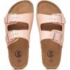 imageTrary Womens Sandals Cork Footbed Slide Sandals Comfortable Slip On Slides Summer Beach Flip Flops with Adjustable Buckle Casual Flat SandalsNudepink