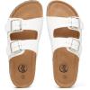 imageTrary Womens Sandals Cork Footbed Slide Sandals Comfortable Slip On Slides Summer Beach Flip Flops with Adjustable Buckle Casual Flat SandalsWhite