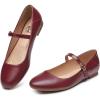 imageTrary Mary Jane Shoes Women Ballet Flats Shoes for Women Round Toe Black Flats for Women Womens Flats Mary Jane Flats Ankle Strap Flats Shoes Women Dressy Comfortable Women Flats Dress ShoesBurgundy