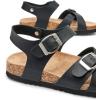imageTrary Girls Sandals Open Toe Casual Summer Shoes with Cork Footbed Comfortable Flat Sandals for Little KidsBlack