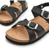 imageTrary Girls Sandals Open Toe Casual Summer Shoes with Cork Footbed Comfortable Flat Sandals for Little KidsBlack
