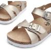 imageTrary Girls Sandals Open Toe Casual Summer Shoes with Cork Footbed Comfortable Flat Sandals for Little KidsGold