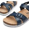 imageTrary Girls Sandals Open Toe Casual Summer Shoes with Cork Footbed Comfortable Flat Sandals for Little KidsNavy Blue