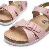 imageTrary Girls Sandals Open Toe Casual Summer Shoes with Cork Footbed Comfortable Flat Sandals for Little KidsPink
