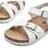 imageTrary Girls Sandals Open Toe Casual Summer Shoes with Cork Footbed Comfortable Flat Sandals for Little KidsWhite