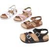 imageTrary Girls Sandals Open Toe Casual Summer Shoes with Cork Footbed Comfortable Flat Sandals for Little KidsWhite