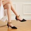 imageTrary Kitten Heels for Women Closed Pointed Toe Low Stiletto Heels Pumps Shoes Women Comfortable Ankle Strap Pumps 2quot Heel Party Dressy ShoesBlack
