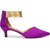 imageTrary Kitten Heels for Women Closed Pointed Toe Low Stiletto Heels Pumps Shoes Women Comfortable Ankle Strap Pumps 2quot Heel Party Dressy ShoesPurple Satin
